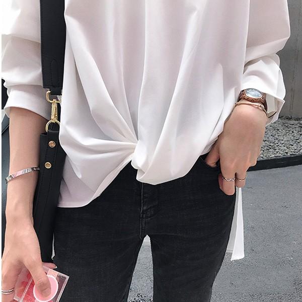 シャツ ブラウス レディース オフィス きれいめ 大きいサイズ ゆるテロ ゆったり 体型カバー フロントデザイン ホワイト 送料無料 ゆるかわ 大人 |  | 05