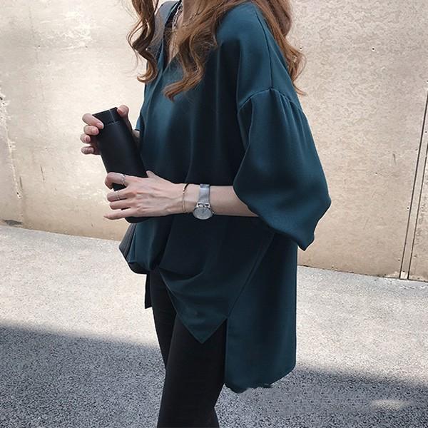 シャツ ブラウス レディース オフィス きれいめ 大きいサイズ ゆるテロ ゆったり 体型カバー フロントデザイン ホワイト 送料無料 ゆるかわ 大人 |  | 06