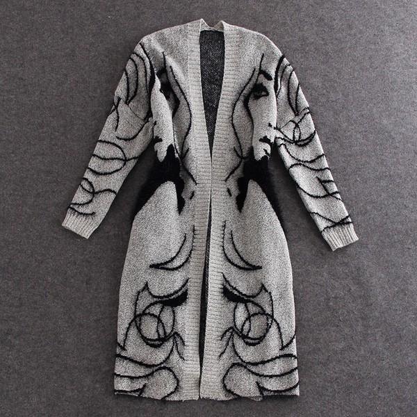 カーディガン ロングカーディガン レディース 柄 アウター ハイゲージ 体型カバー あったか 大人 おしゃれ グレー 送料無料 得トクセール オープン記念 |  | 03