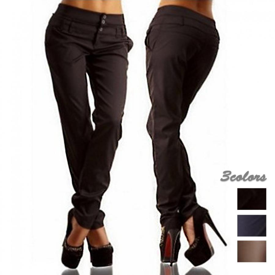 カジュアルパンツ レディース パンツ ボトムス レディースパンツ ボタン 薄手 カジュアル 送料無料 得トクセール ブラック ネイビー ライトブラウン | 