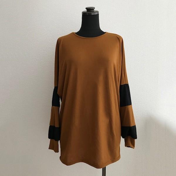 トップス レディース カットソー 長袖 ドルマン バイカラー ドルマンカットソー ブラウン 茶 体型カバー 送料無料 得トクセール オープン記念 |  | 02