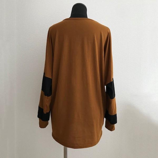 トップス レディース カットソー 長袖 ドルマン バイカラー ドルマンカットソー ブラウン 茶 体型カバー 送料無料 得トクセール オープン記念 |  | 04