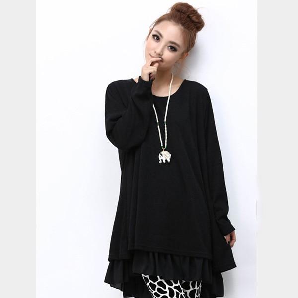 チュニック ワンピース レディース シフォン トップス リボン フリル 異素材 リブ編み ガーリー かわいい 重ね着風 送料無料 得トクセール オープン記念 |  | 01