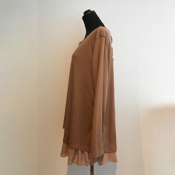 チュニック ワンピース レディース シフォン トップス リボン フリル 異素材 リブ編み ガーリー かわいい 重ね着風 送料無料 得トクセール オープン記念 |  | 10