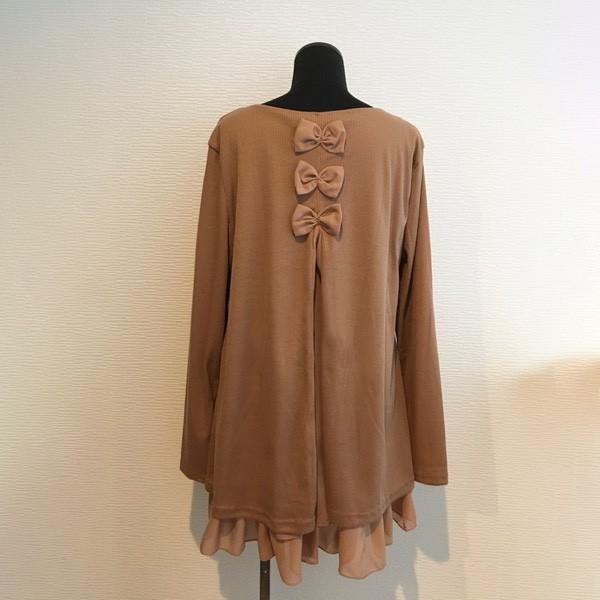 チュニック ワンピース レディース シフォン トップス リボン フリル 異素材 リブ編み ガーリー かわいい 重ね着風 送料無料 得トクセール オープン記念 |  | 11