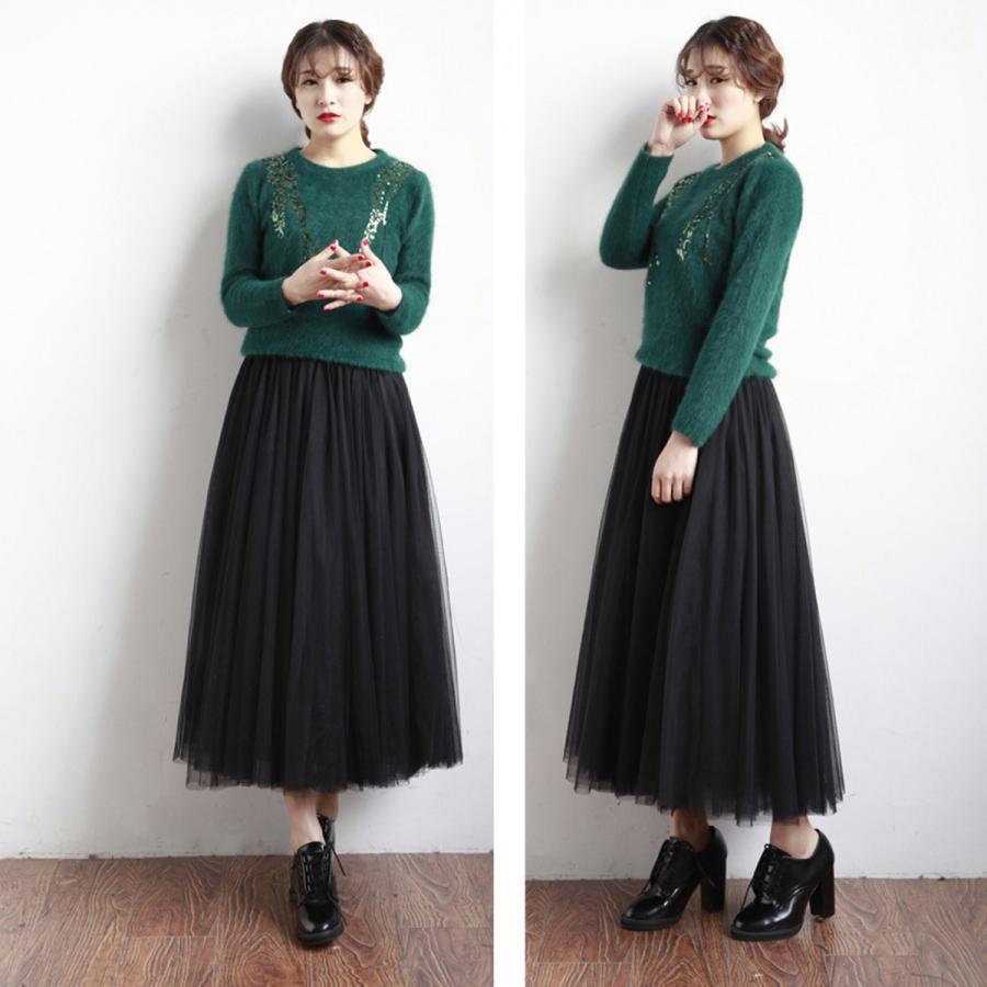 ロングスカート チュールスカート レディース スカート レース ウエストゴム かわいい ガーリー ふわふわ 送料無料 得トクセール オープン記念 |  | 01