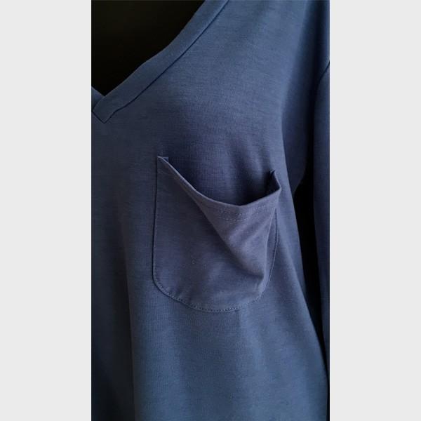 Tシャツ カットソー 長袖 レディース 胸ポケ ゆるT Vネック トップス シンプル 体系カバー ゆったり 送料無料 得トクセール オープン記念 |  | 10