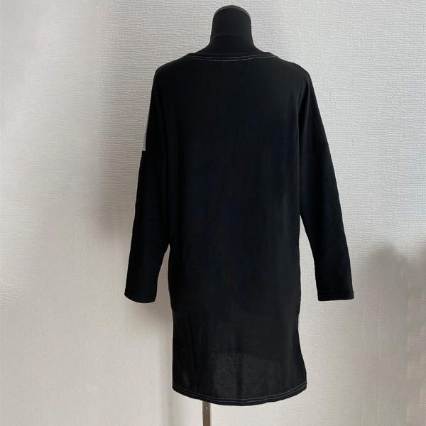 チュニック ニットソー トップス レディース 体型カバー バイカラー 長袖 グレー ブラック シンプル かわいい 大人 送料無料 得トクセール オープン記念 |  | 07