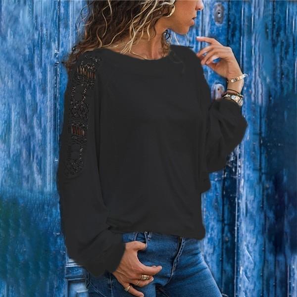 カットソー 長袖 レディース レース トップス シンプル チラ見せ レースデザイン 大人 送料無料 かわいい オシャレ 得トクセール オープン記念 モノトーン |  | 01