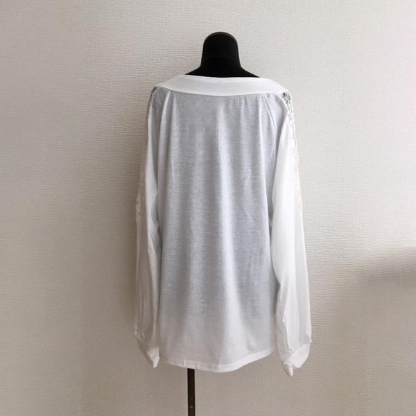 カットソー 長袖 レディース レース トップス シンプル チラ見せ レースデザイン 大人 送料無料 かわいい オシャレ 得トクセール オープン記念 モノトーン |  | 07