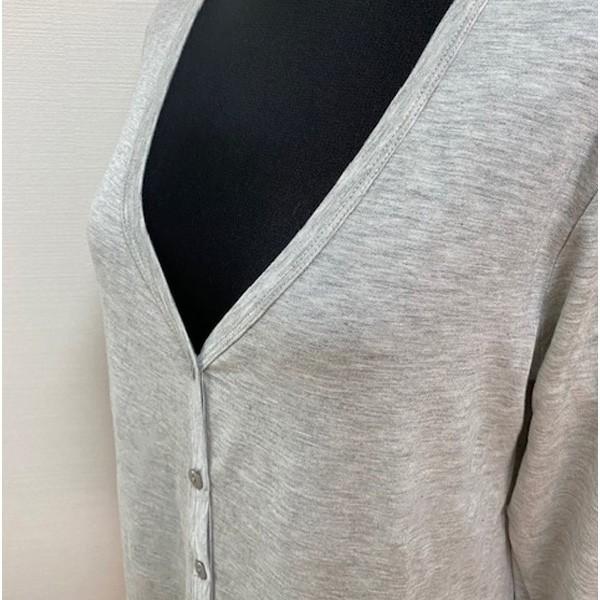 カーディガン カットソー ボタン付き レディース 長袖 トップス シンプル 薄手 体型カバー 送料無料 グレー ブラック ホワイト 得トクセール オープン記念 |  | 03