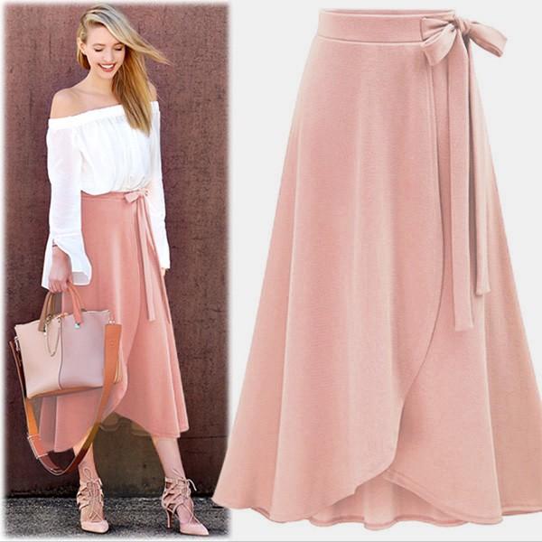 ロングスカート スカート リボン ウエストリボン きれいめ ゆるかわ ウエストゴム レディース 送料無料 ピンク ブラック グリーン 得トクセール　オープン記念 |  | 01