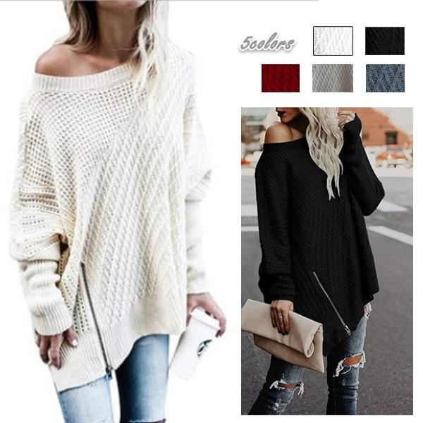 ニット レディース トップス ざっくり ファスナー付き 体型カバー ざっくりニット ゆったり 大人 おしゃれ 送料無料 得トクセール オープン記念 | 