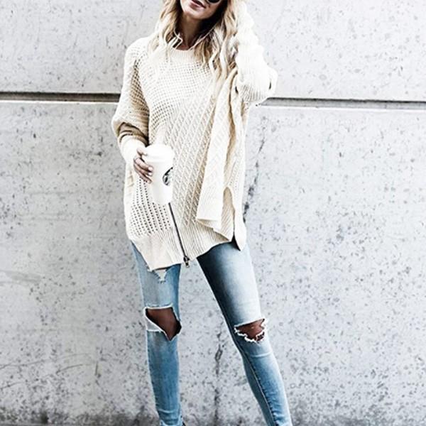 ニット レディース トップス ざっくり ファスナー付き 体型カバー ざっくりニット ゆったり 大人 おしゃれ 送料無料 得トクセール オープン記念 |  | 08