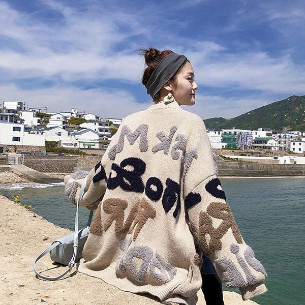 カーディガン アウター レディース もこもこ ロゴ かわいい おしゃれ 羽織 ニット ニットカーデ ベージュ ネイビー 送料無料 得トクセール オープン記念 |  | 13