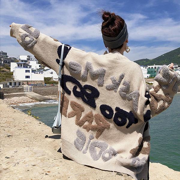 カーディガン アウター レディース もこもこ ロゴ かわいい おしゃれ 羽織 ニット ニットカーデ ベージュ ネイビー 送料無料 得トクセール オープン記念 |  | 14