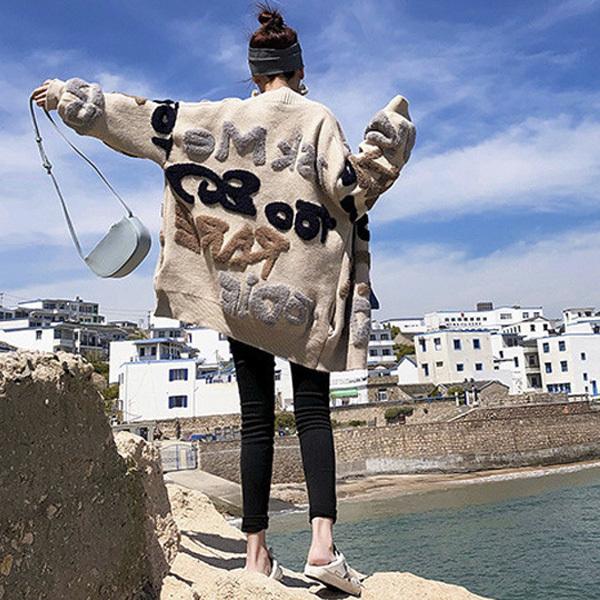 カーディガン アウター レディース もこもこ ロゴ かわいい おしゃれ 羽織 ニット ニットカーデ ベージュ ネイビー 送料無料 得トクセール オープン記念 |  | 02