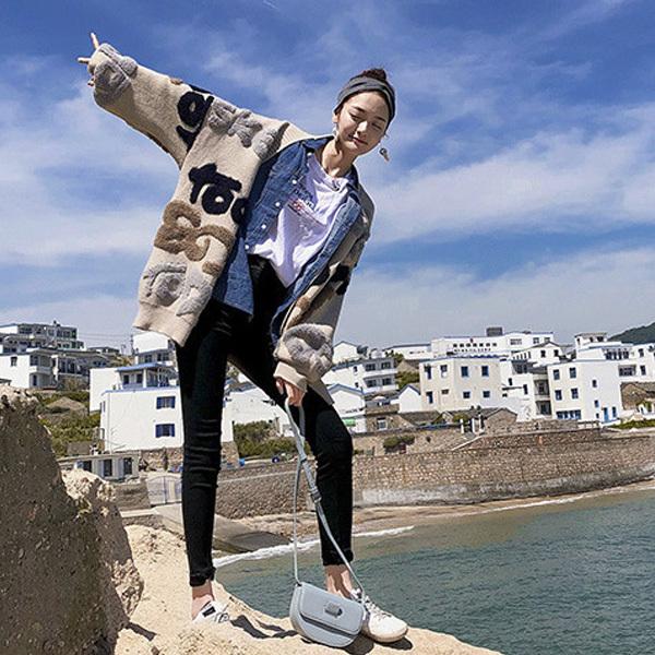 カーディガン アウター レディース もこもこ ロゴ かわいい おしゃれ 羽織 ニット ニットカーデ ベージュ ネイビー 送料無料 得トクセール オープン記念 |  | 03