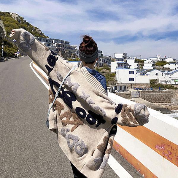 カーディガン アウター レディース もこもこ ロゴ かわいい おしゃれ 羽織 ニット ニットカーデ ベージュ ネイビー 送料無料 得トクセール オープン記念 |  | 05