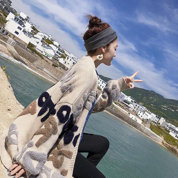 カーディガン アウター レディース もこもこ ロゴ かわいい おしゃれ 羽織 ニット ニットカーデ ベージュ ネイビー 送料無料 得トクセール オープン記念 |  | 07