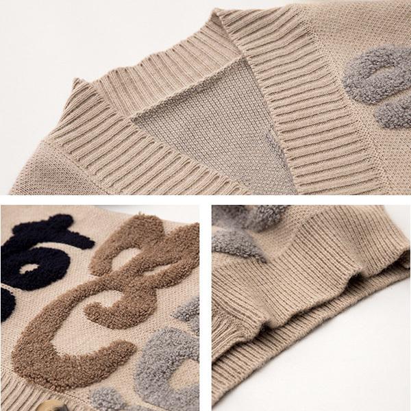 カーディガン アウター レディース もこもこ ロゴ かわいい おしゃれ 羽織 ニット ニットカーデ ベージュ ネイビー 送料無料 得トクセール オープン記念 |  | 09