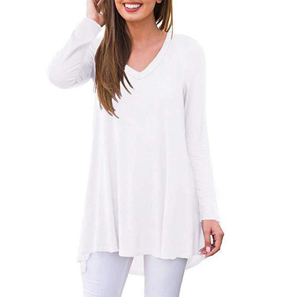 Tシャツ レディース チュニック ロンＴ Ｖネック Ａライン ゆったり 無地 シンプル 体型カバー ロング丈 カットソー トップス 送料無料 得トクセール |  | 03