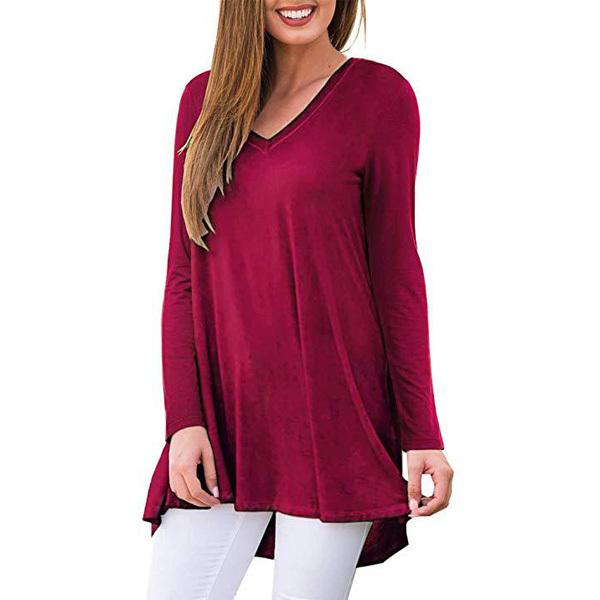 Tシャツ レディース チュニック ロンＴ Ｖネック Ａライン ゆったり 無地 シンプル 体型カバー ロング丈 カットソー トップス 送料無料 得トクセール |  | 04