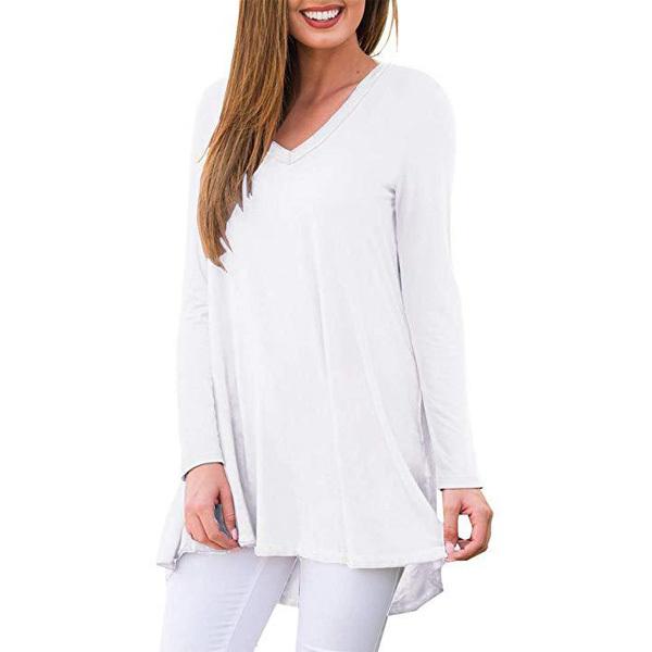 Tシャツ レディース チュニック ロンＴ Ｖネック Ａライン ゆったり 無地 シンプル 体型カバー ロング丈 カットソー トップス 送料無料 得トクセール |  | 06