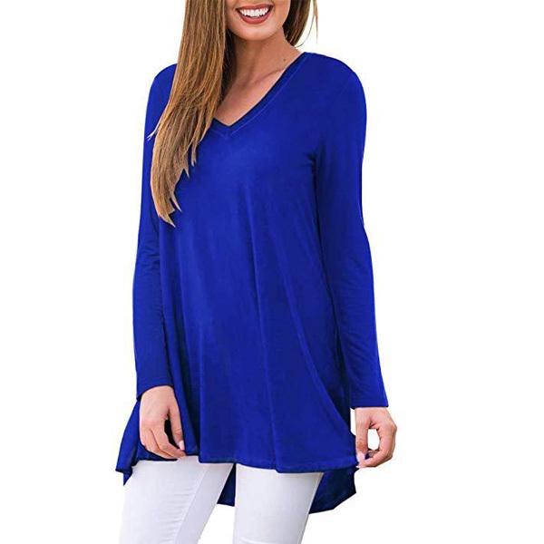 Tシャツ レディース チュニック ロンＴ Ｖネック Ａライン ゆったり 無地 シンプル 体型カバー ロング丈 カットソー トップス 送料無料 得トクセール |  | 08