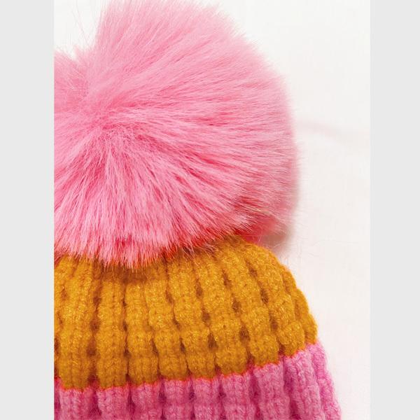 ニット帽 ベビー 子供 キッズ ポンポン帽 ぼんぼり帽 ファー 帽子 ワッペン ボーダー カラフル かわいい 送料無料 得トクセール オープン記念 ポンポン |  | 07