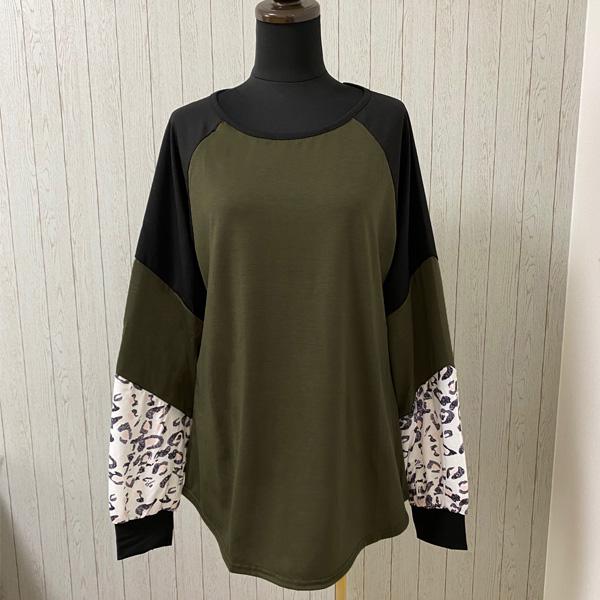 カットソー レディース トップス ヒョウ柄 長袖 切り替え ラグラン レオパード おしゃれ Uネック バイカラー 送料無料 得トクセール オープン記念 |  | 02