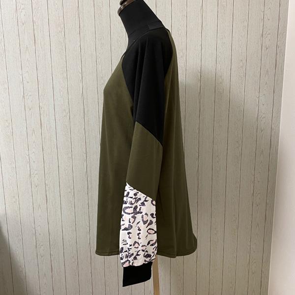 カットソー レディース トップス ヒョウ柄 長袖 切り替え ラグラン レオパード おしゃれ Uネック バイカラー 送料無料 得トクセール オープン記念 |  | 03