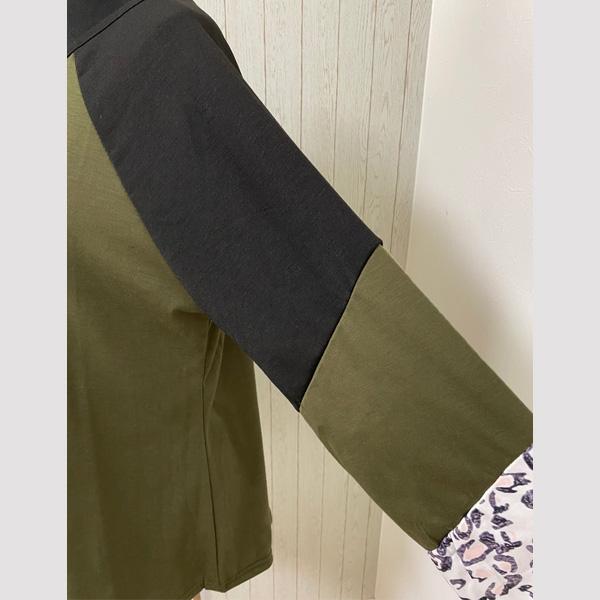 カットソー レディース トップス ヒョウ柄 長袖 切り替え ラグラン レオパード おしゃれ Uネック バイカラー 送料無料 得トクセール オープン記念 |  | 05