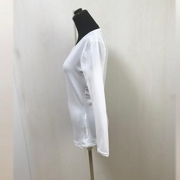 Tシャツ  レディース 長袖 カットソー インナー シンプル 選べる Uネック Vネック ロンT 無地 ホワイト ブラック 送料無料 得トクセール オープン記念 |  | 07