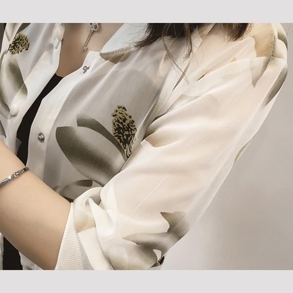 訳あり カーディガン レディース ガウン 透け シフォン ロング 柄 花柄 バラ 体型カバー ローズ  大人 かっこいい アウトレット 送料無料 得トクセール |  | 05