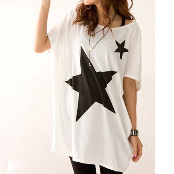 アウトレット Tシャツ 半袖 星 スター ビッグTシャツ 重ね着 レイヤード ドルマン 訳あり |  | 01