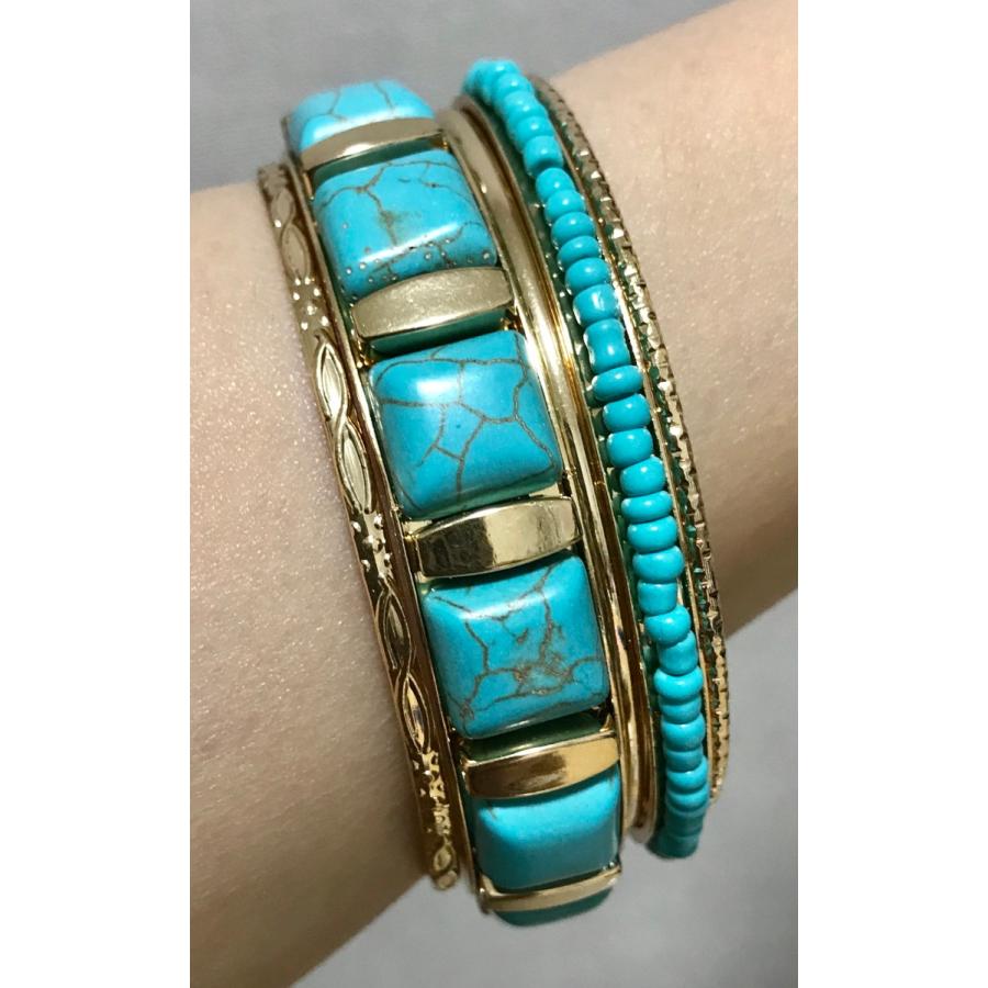 訳あり バングル ターコイズ ブレスレット レディース アクセサリー ５連 ゴールド シ ルバー 春 夏 アクセ オシャレ 送料無料 得トクセール オープン記念 |  | 04