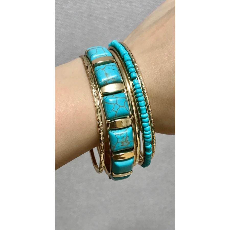 訳あり バングル ターコイズ ブレスレット レディース アクセサリー ５連 ゴールド シ ルバー 春 夏 アクセ オシャレ 送料無料 得トクセール オープン記念 |  | 05