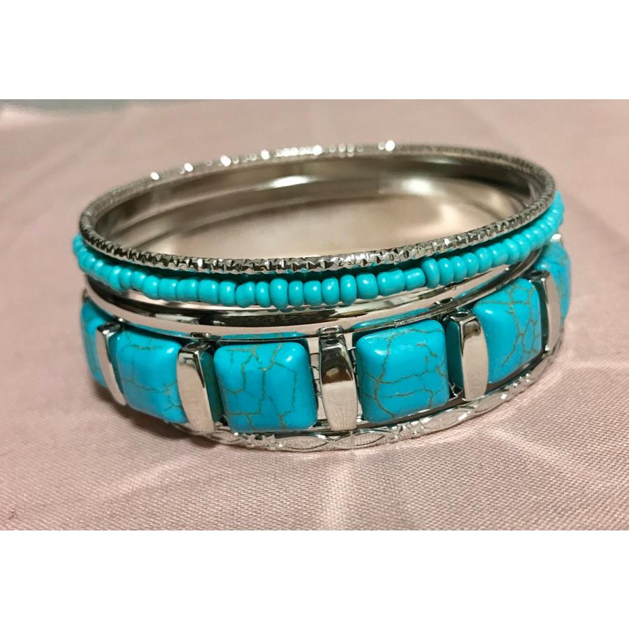 訳あり バングル ターコイズ ブレスレット レディース アクセサリー ５連 ゴールド シ ルバー 春 夏 アクセ オシャレ 送料無料 得トクセール オープン記念 |  | 06