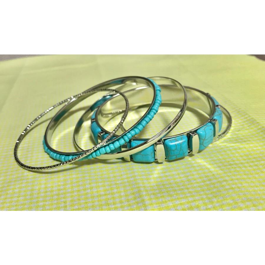 訳あり バングル ターコイズ ブレスレット レディース アクセサリー ５連 ゴールド シ ルバー 春 夏 アクセ オシャレ 送料無料 得トクセール オープン記念 |  | 08
