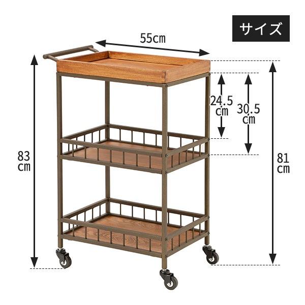 ウッド 木製 ワゴン ラック キャスター付き Catch アンティーク 3段 サイドラック キッチンワゴン マルチワゴン おしゃれ 収納 リビング｜nshop-y｜08