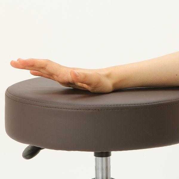 スツール PROTECT 特殊レザー座面 キャスター付き 丸椅子 ブラウン 高さ45〜57cm キャスター付き椅子 いす 椅子 キャスター 回転椅子 昇降式 回転 美容室 | 7BEAUTY | 04