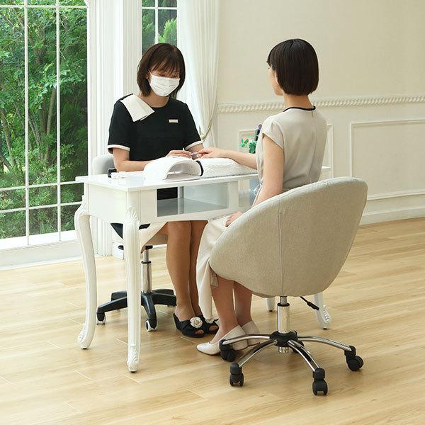 エレガント ネイルテーブル 木製 アンティーク ホワイト 幅110×奥行45