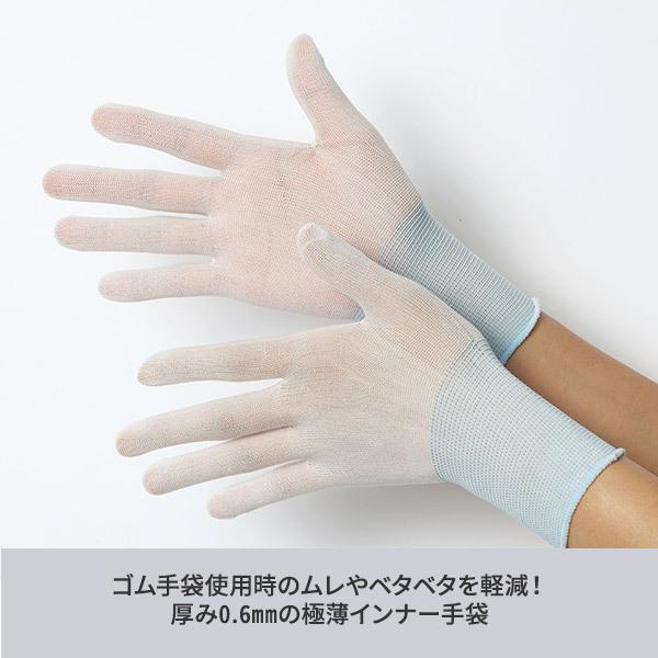 ゴム手袋用 ムレ対策 極薄インナー手袋 フリーサイズ 20枚入り