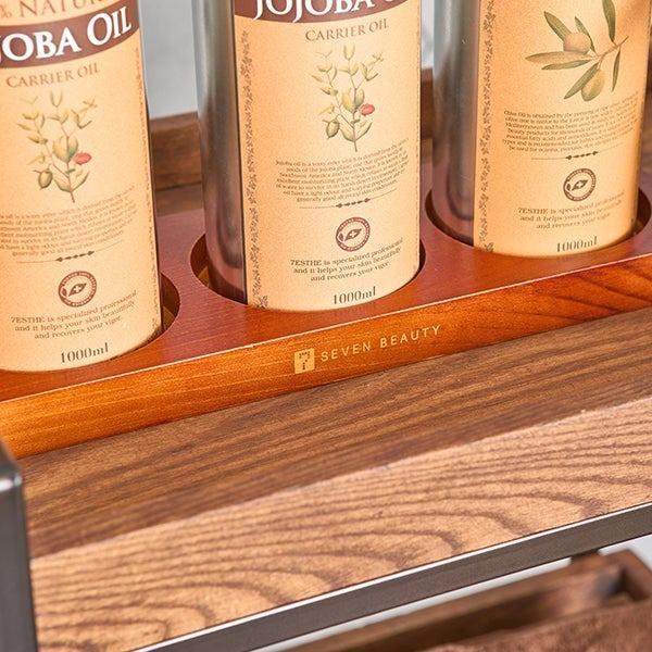 マッサージオイル ディスプレイスタンド 木製 ダークブラウン 木目