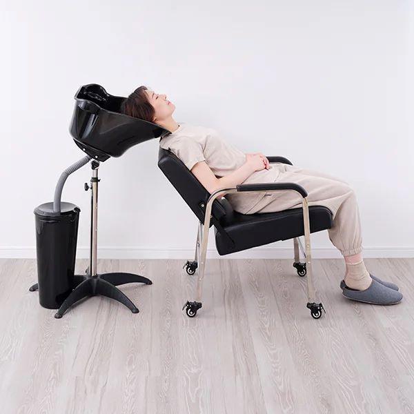 シャンプーチェア 移動式 リクライニング キャスター付き 簡易型 簡易