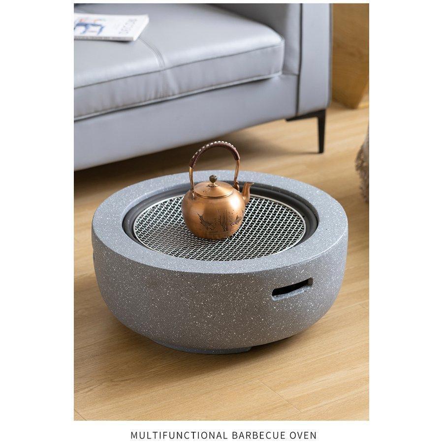 全国焚き火台 お茶の机 屋外用暖炉 バーベキュー　おうちキャンプ　網カバー付き　テーブル　丸い　酸化マグネシウム 