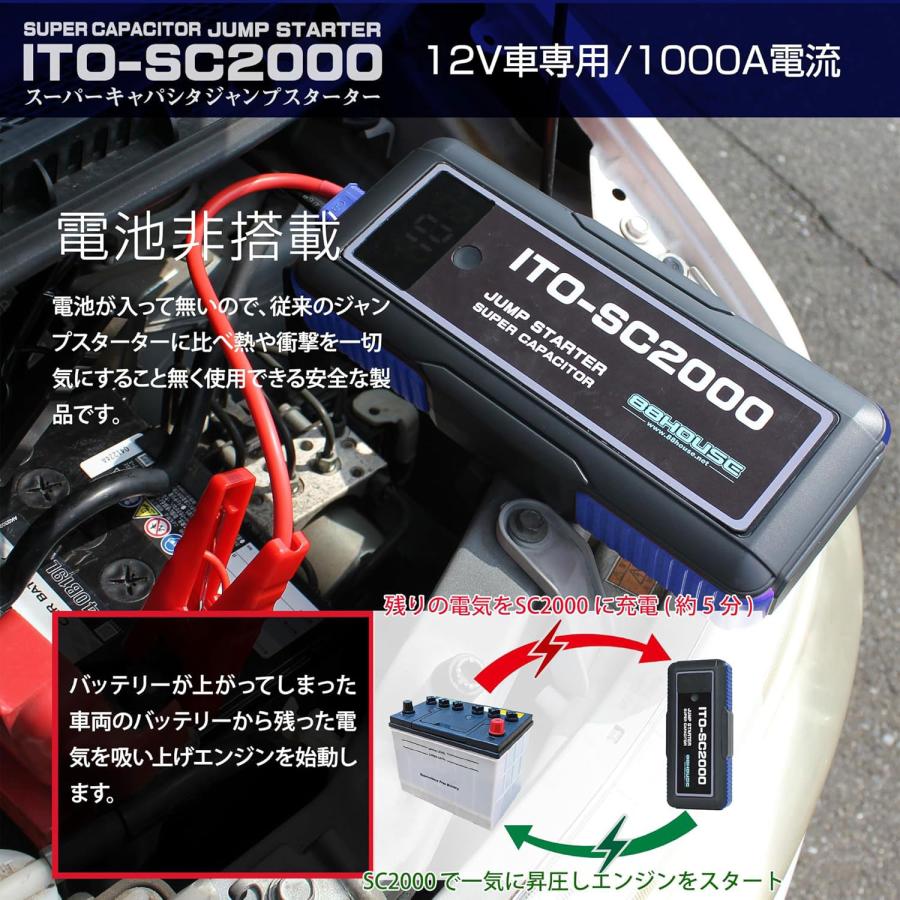 88ハウス ☆新モデル 軽量 コンパクト ジャンプスターター 12V車