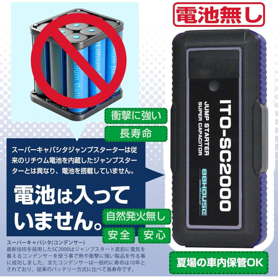 88ハウス ☆新モデル 軽量 コンパクト ジャンプスターター 12V車