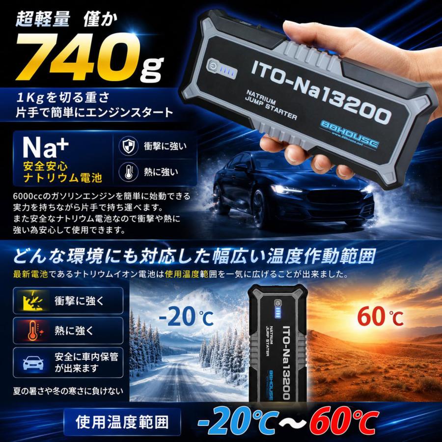 88ハウス 新モデル 13200mAh 2000A ジャンプスターター ITO Na13200